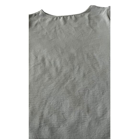 SHEIN CURVE SHORT RUFFLED SLEEVE ROUND NECK BLOUSE, WOMENS, 3XL, MED. GREY - Picture 7 of 11